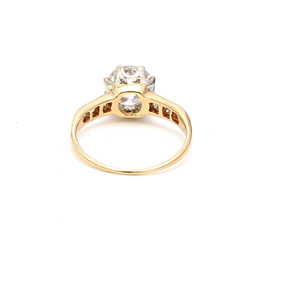 2.12 Carat Old European Cut I SI1 Diamond 18 Karat Yellow Gold Engagement Ring