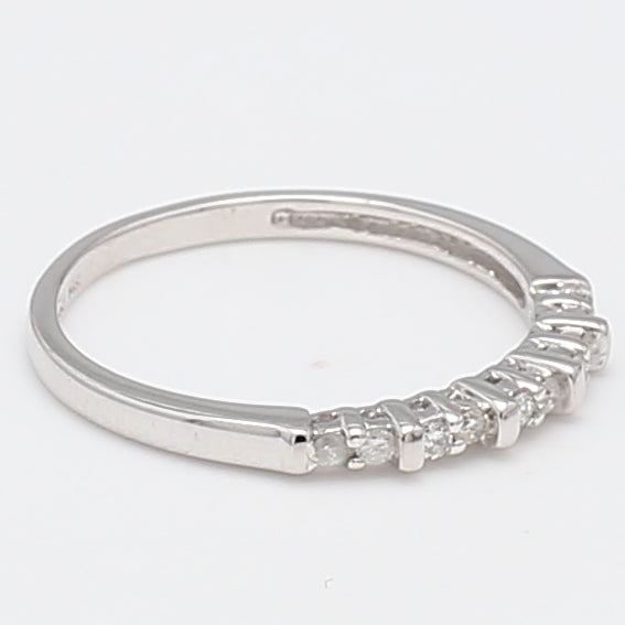0.10 Carat Round Brilliant I I1 Diamond 14 Karat White Gold Band Ring