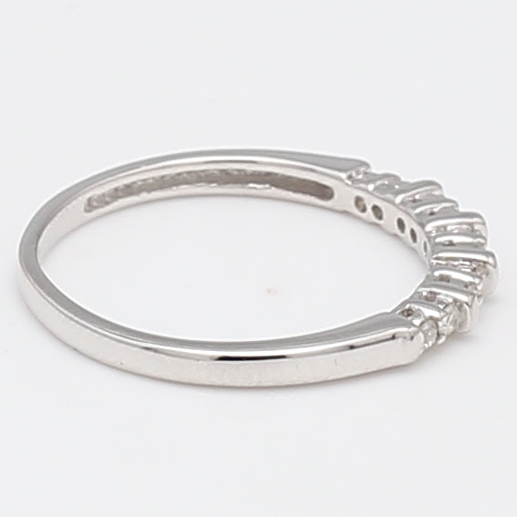 0.10 Carat Round Brilliant I I1 Diamond 14 Karat White Gold Band Ring