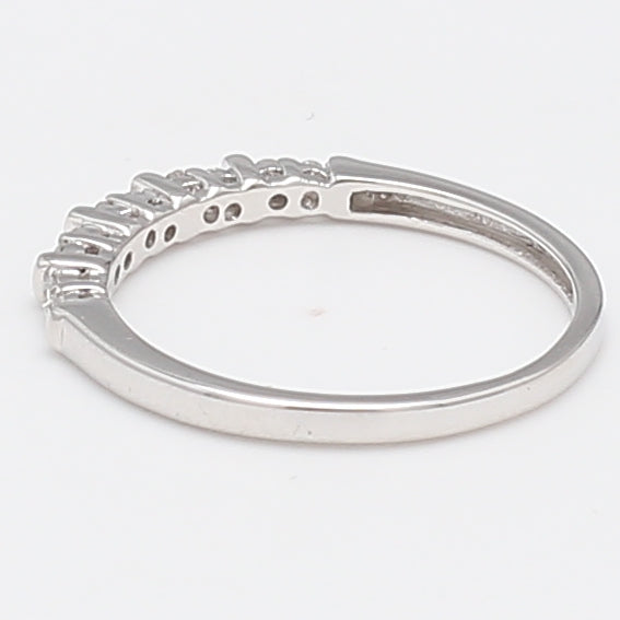 0.10 Carat Round Brilliant I I1 Diamond 14 Karat White Gold Band Ring