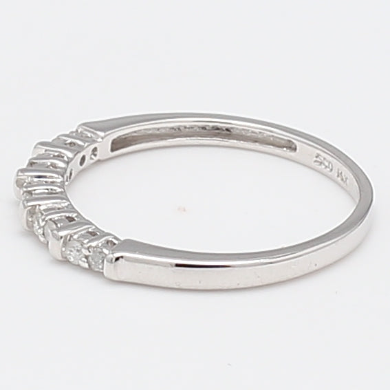 0.10 Carat Round Brilliant I I1 Diamond 14 Karat White Gold Band Ring