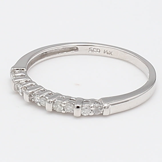 0.10 Carat Round Brilliant I I1 Diamond 14 Karat White Gold Band Ring