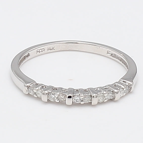 0.10 Carat Round Brilliant I I1 Diamond 14 Karat White Gold Band Ring