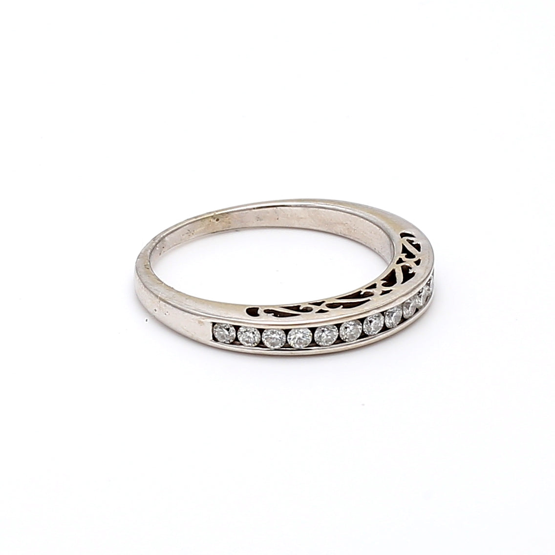 0.60 Carat Round Brilliant H SI1 Diamond 14K White Gold Band Ring