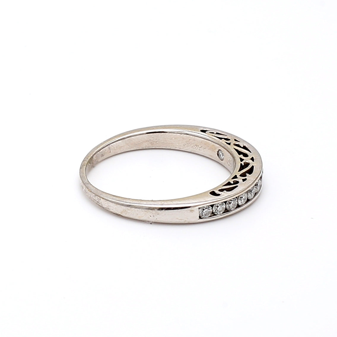 0.60 Carat Round Brilliant H SI1 Diamond 14K White Gold Band Ring