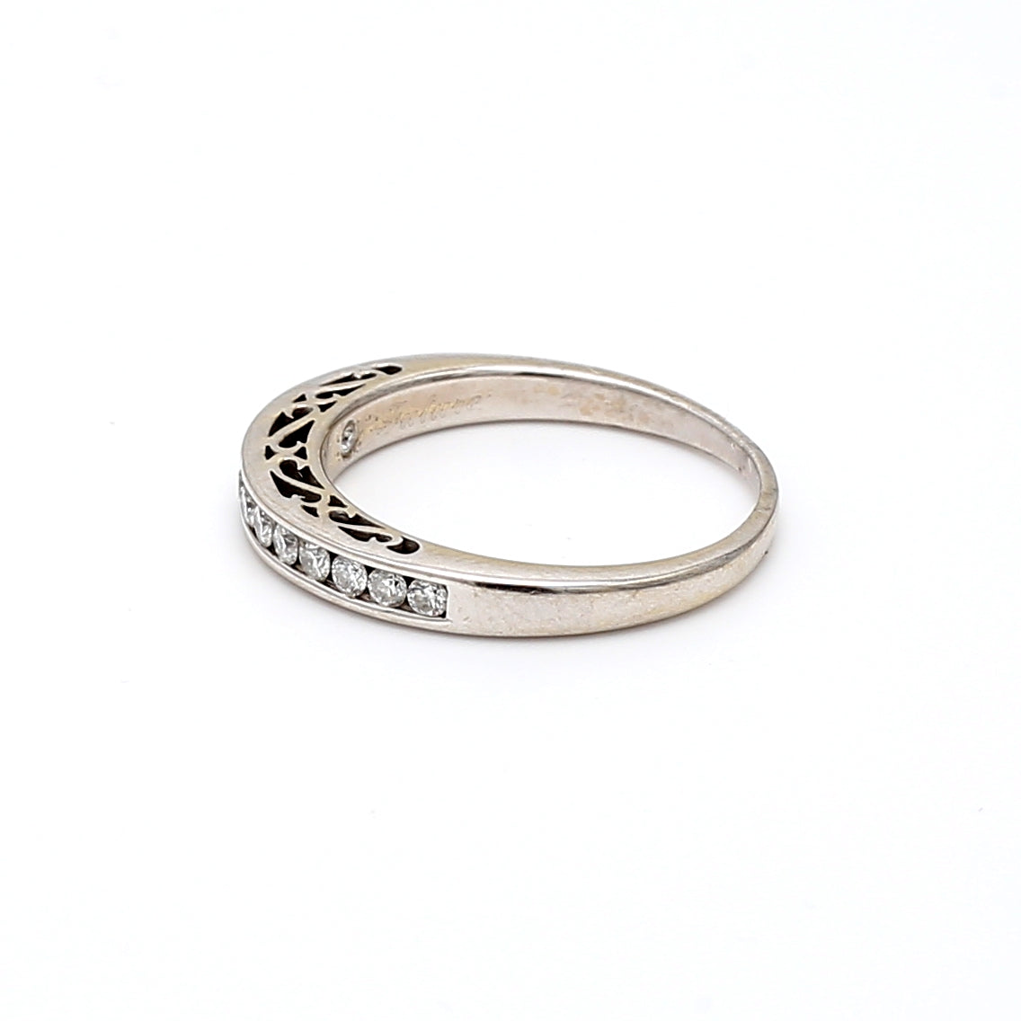 0.60 Carat Round Brilliant H SI1 Diamond 14K White Gold Band Ring