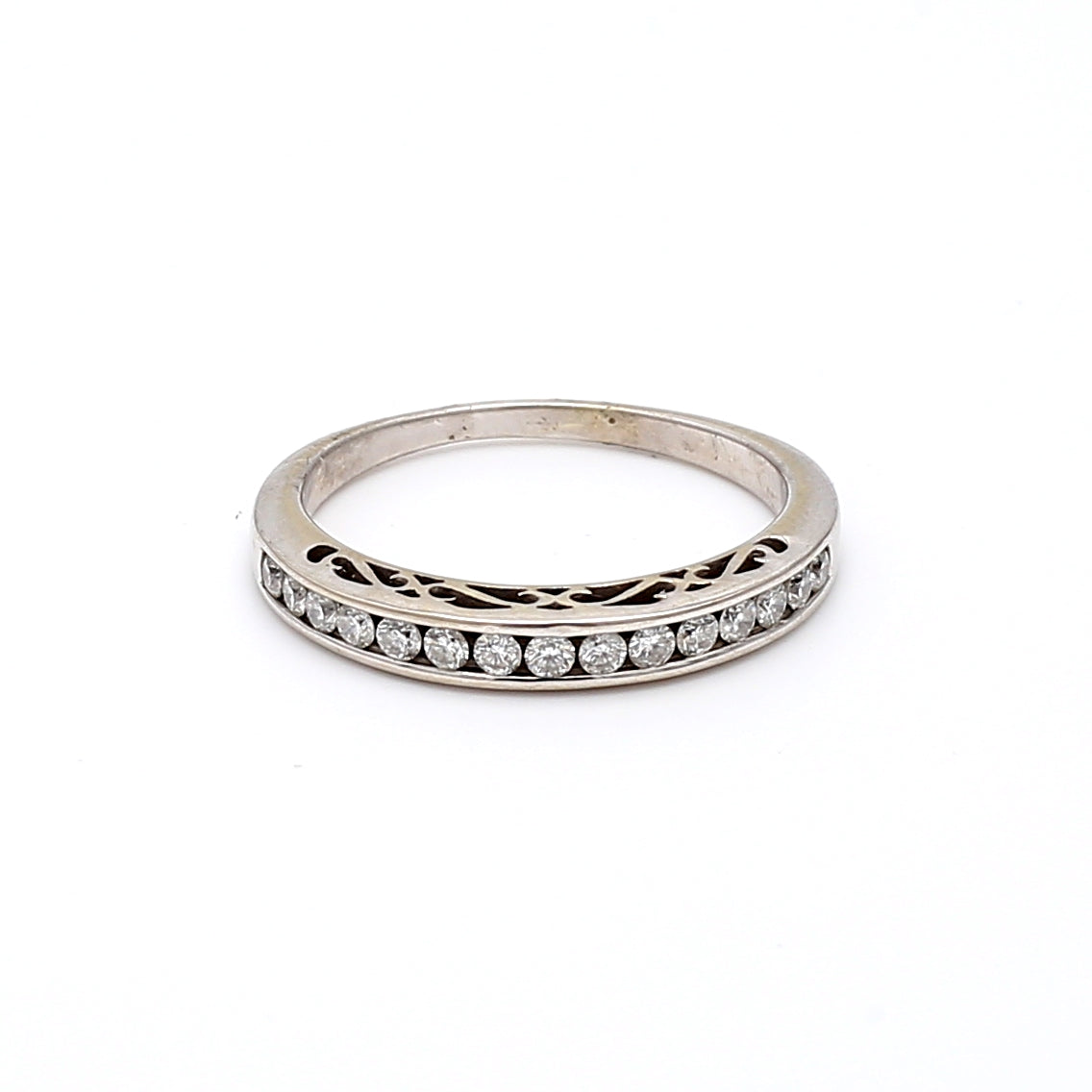 0.60 Carat Round Brilliant H SI1 Diamond 14K White Gold Band Ring