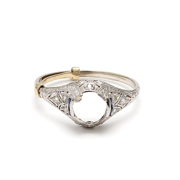 0.04 Carat Round Diamond 0.04 Carat Sapphire 14K White Gold Semi Mount Ring