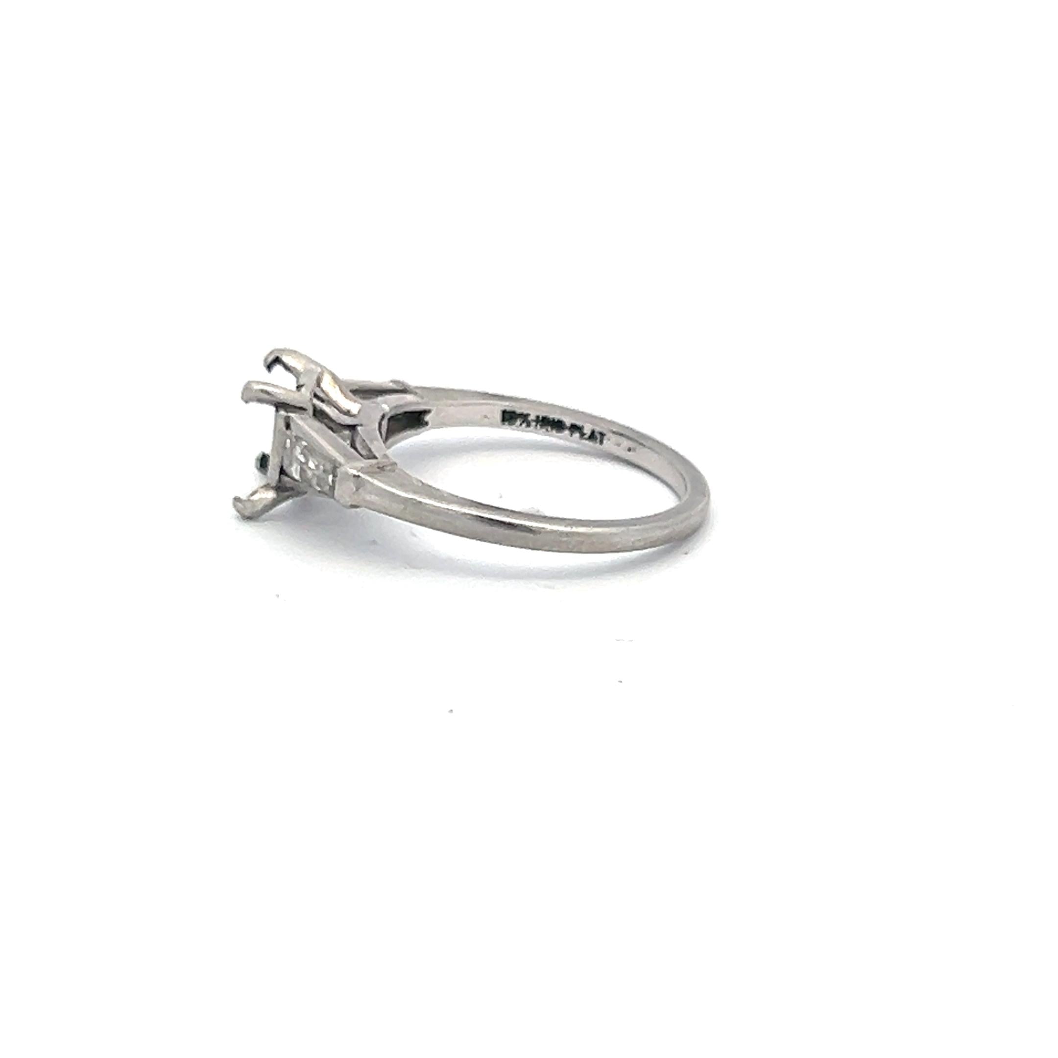 0.25ct Tapered Baguette Diamond Platinum Semi-Mount Ring (H VS1)