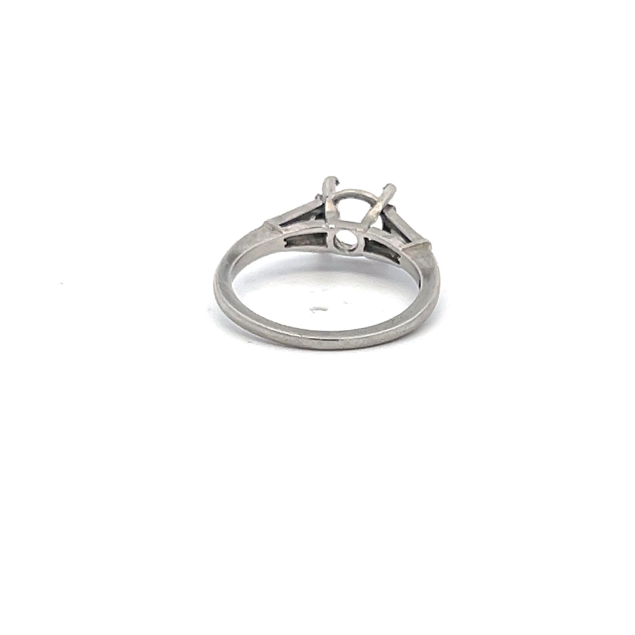 0.25ct Tapered Baguette Diamond Platinum Semi-Mount Ring (H VS1)