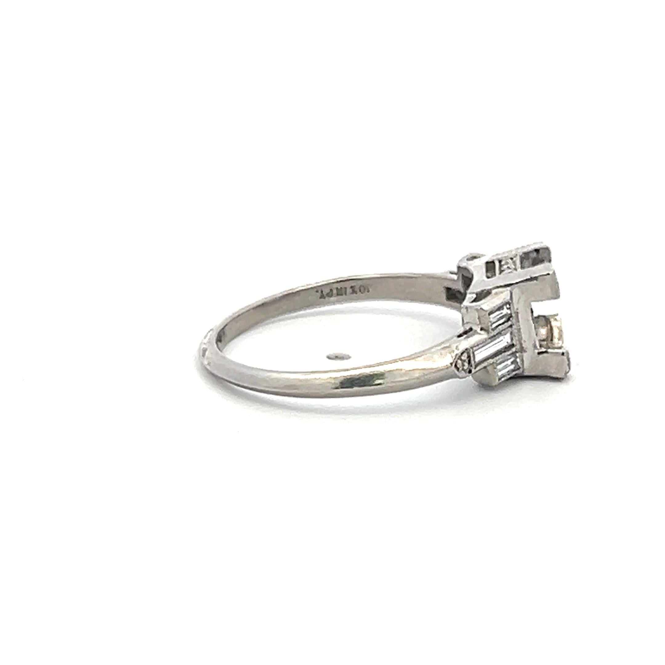 0.20 Carat Baguette Shape Diamond Platinum Semi Mount Ring