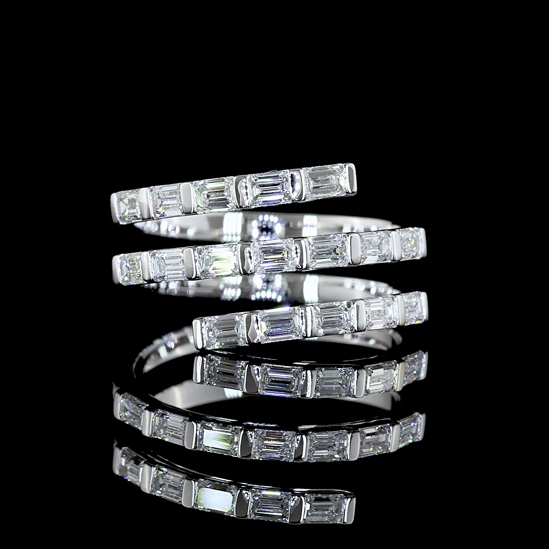 Lab-Grown 1.02 Carat Emerald E-VS1 Diamond 14K White Gold Special Ring