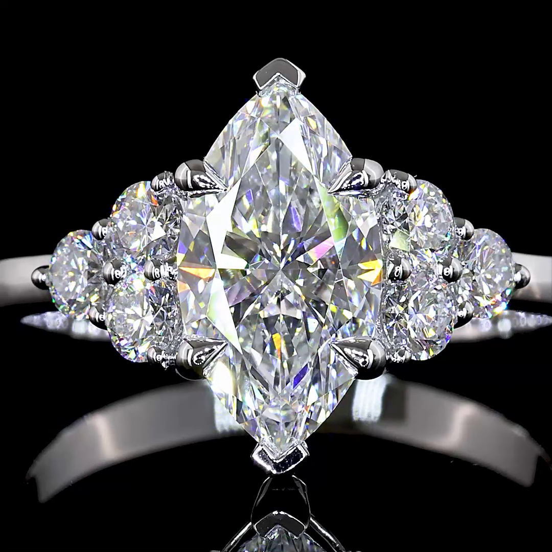 Lab-Grown 2 Carat Marquise - Diamond 14K White Gold Special Ring