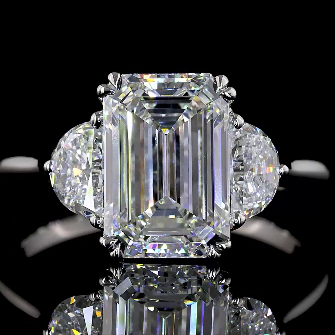 Lab-Grown 3.63 Carat Emerald - Diamond Platinum Special Ring