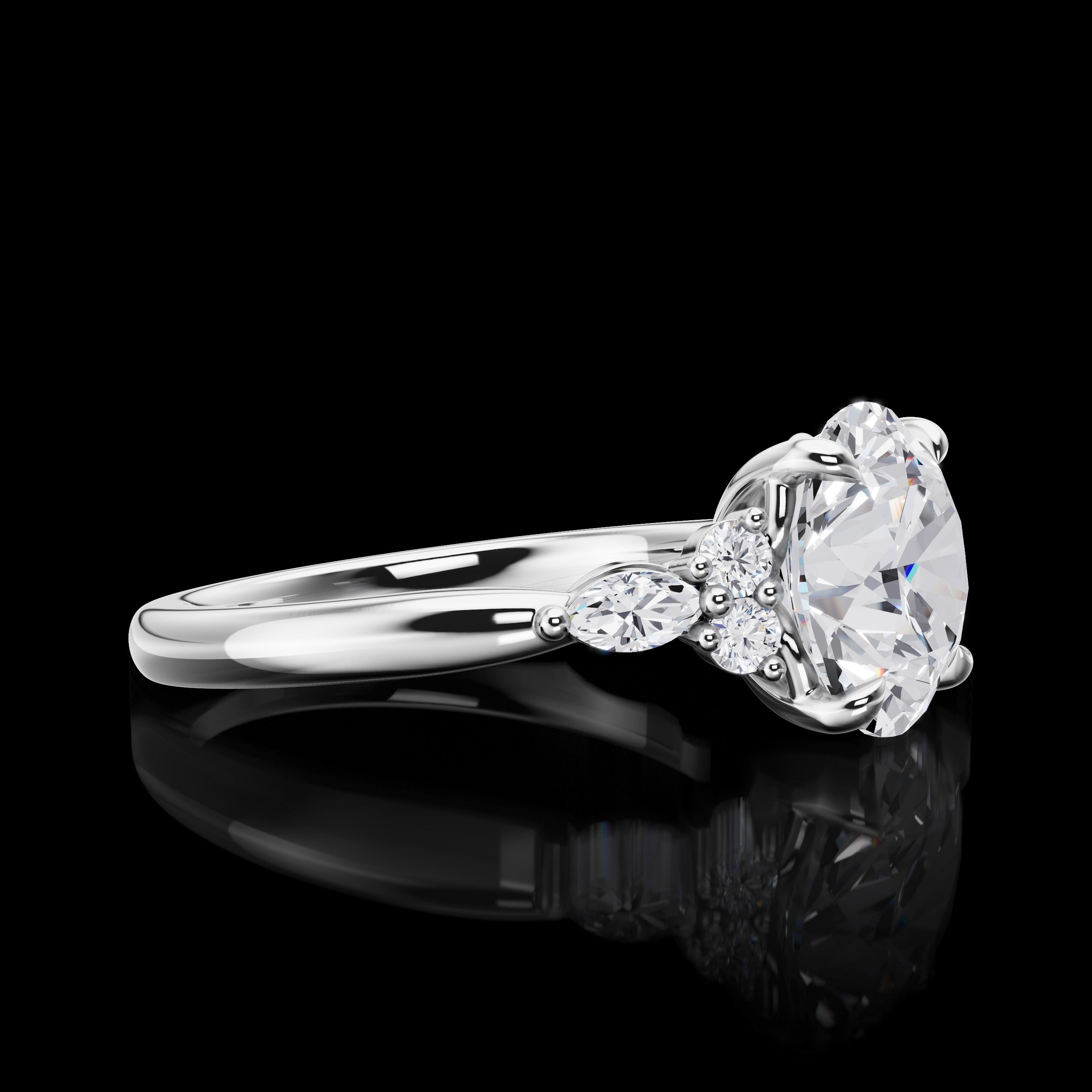 Lab-Grown 3.5 Carat Round E-VVS2 Diamond 14K White Gold Special Ring