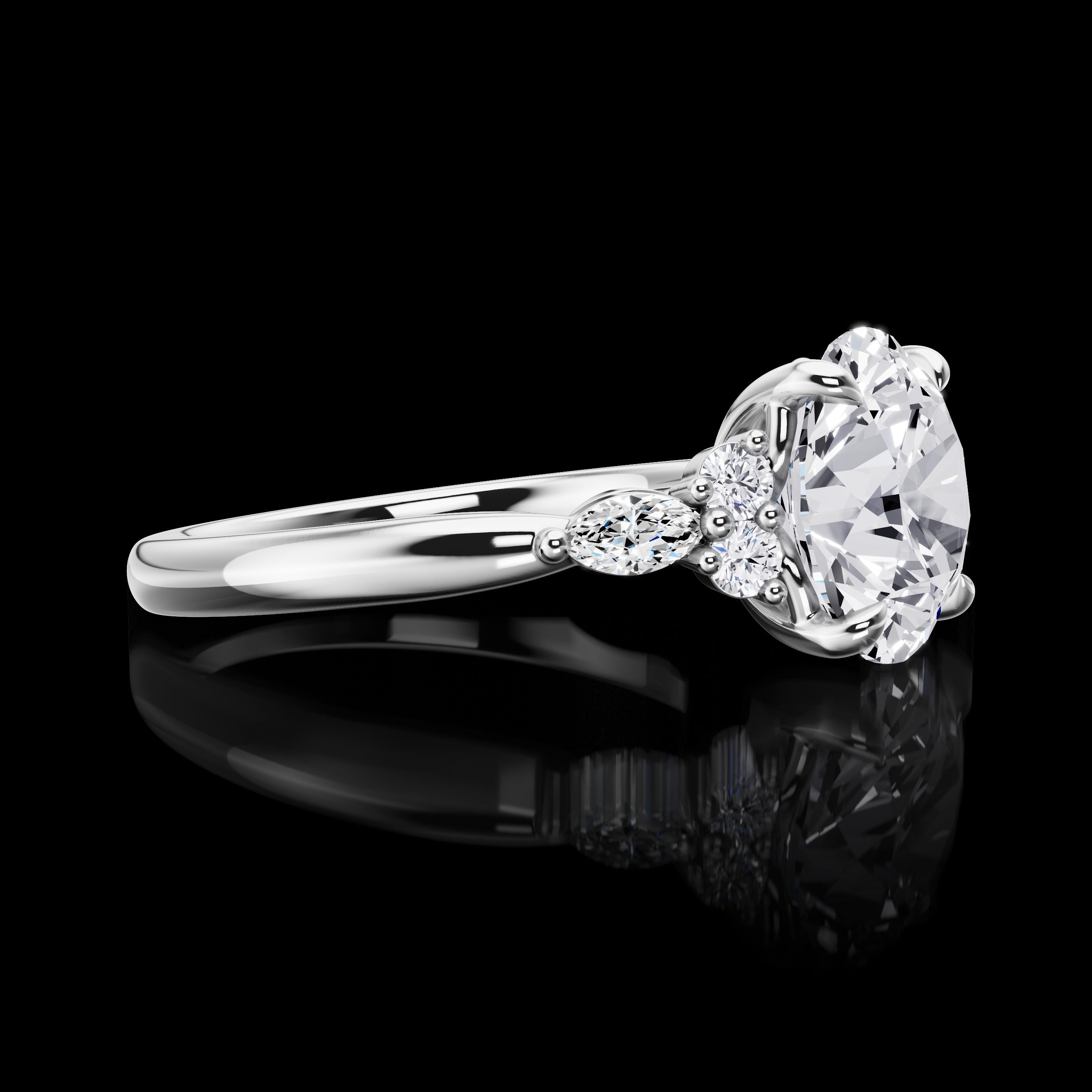 Lab-Grown 3.47 Carat Round E-VVS2 Diamond 14K White Gold Special Ring