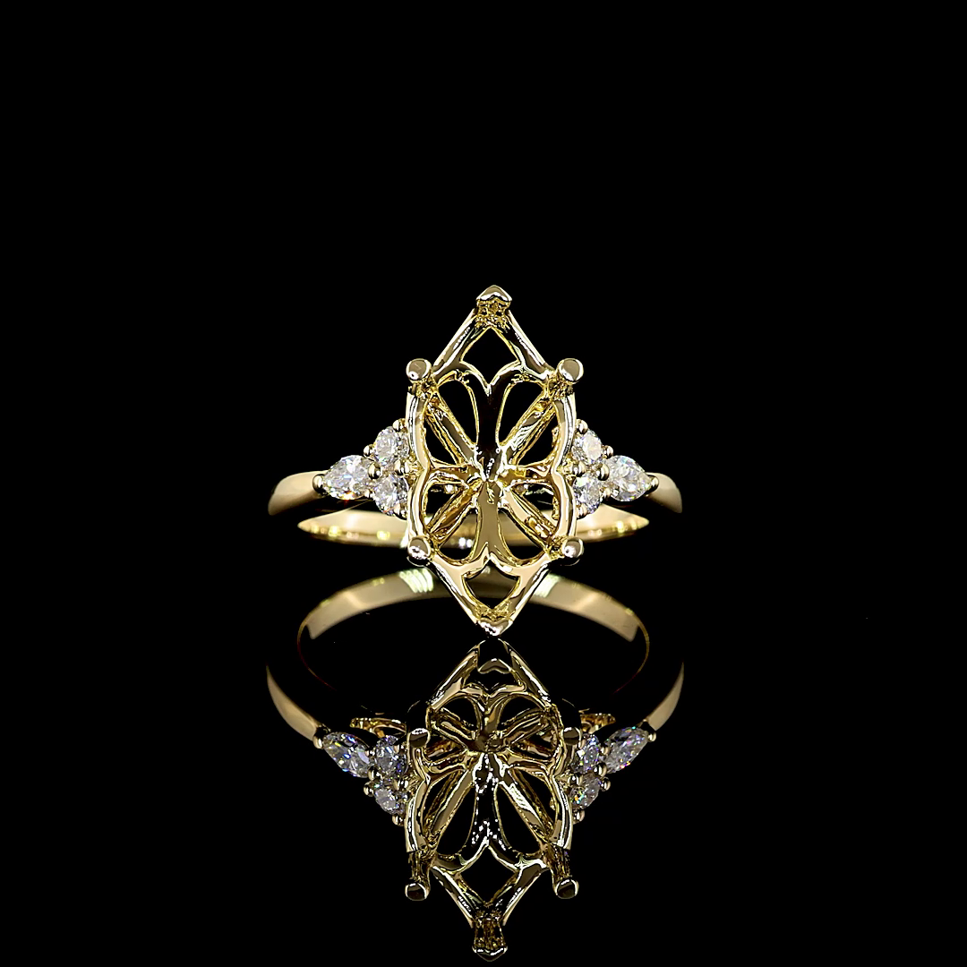 Lab-Grown 3.56 Carat Marquise E-VS1 Diamond 14K Yellow Gold Special Ring