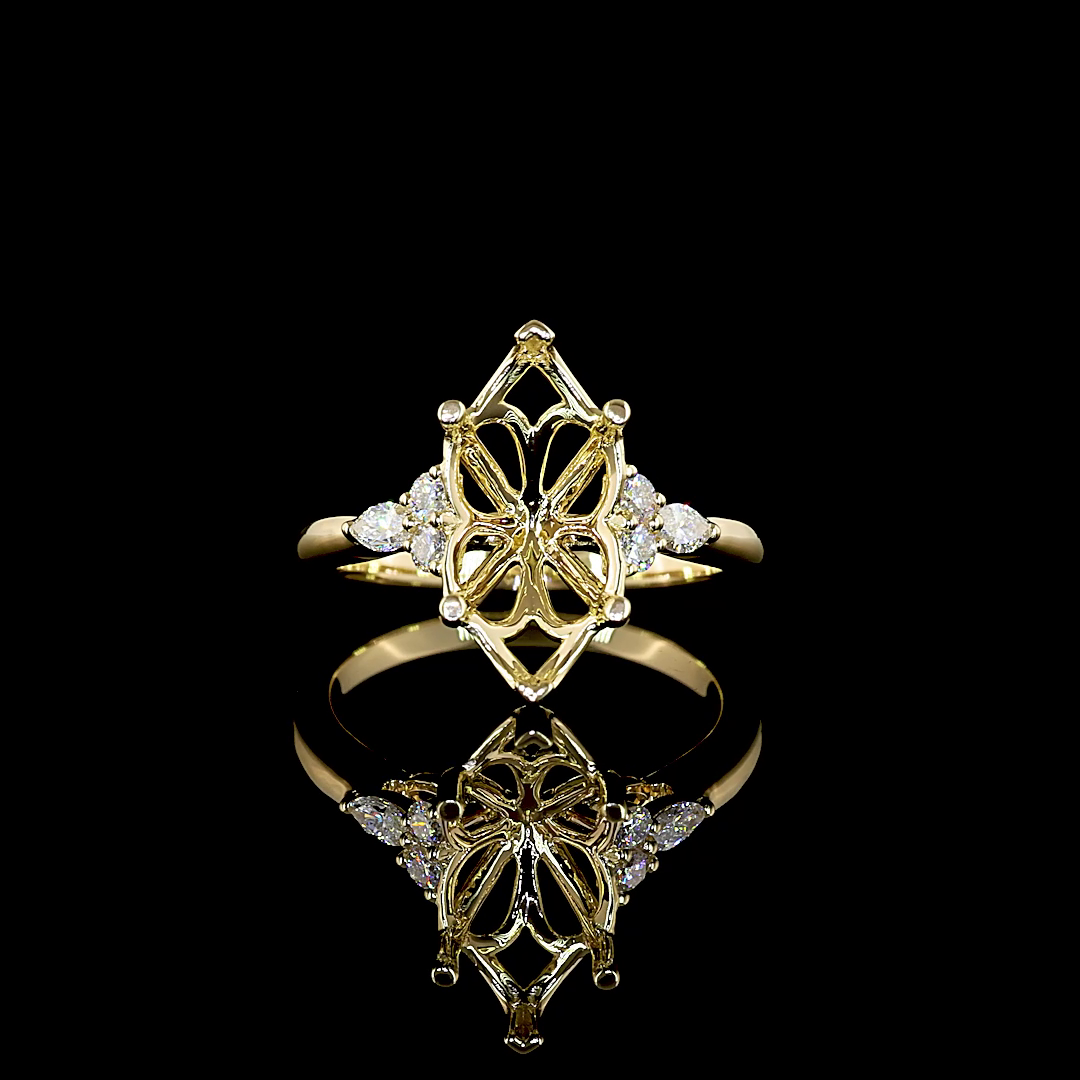Lab-Grown 3.57 Carat Marquise E-VVS2 Diamond 14K Yellow Gold Special Ring