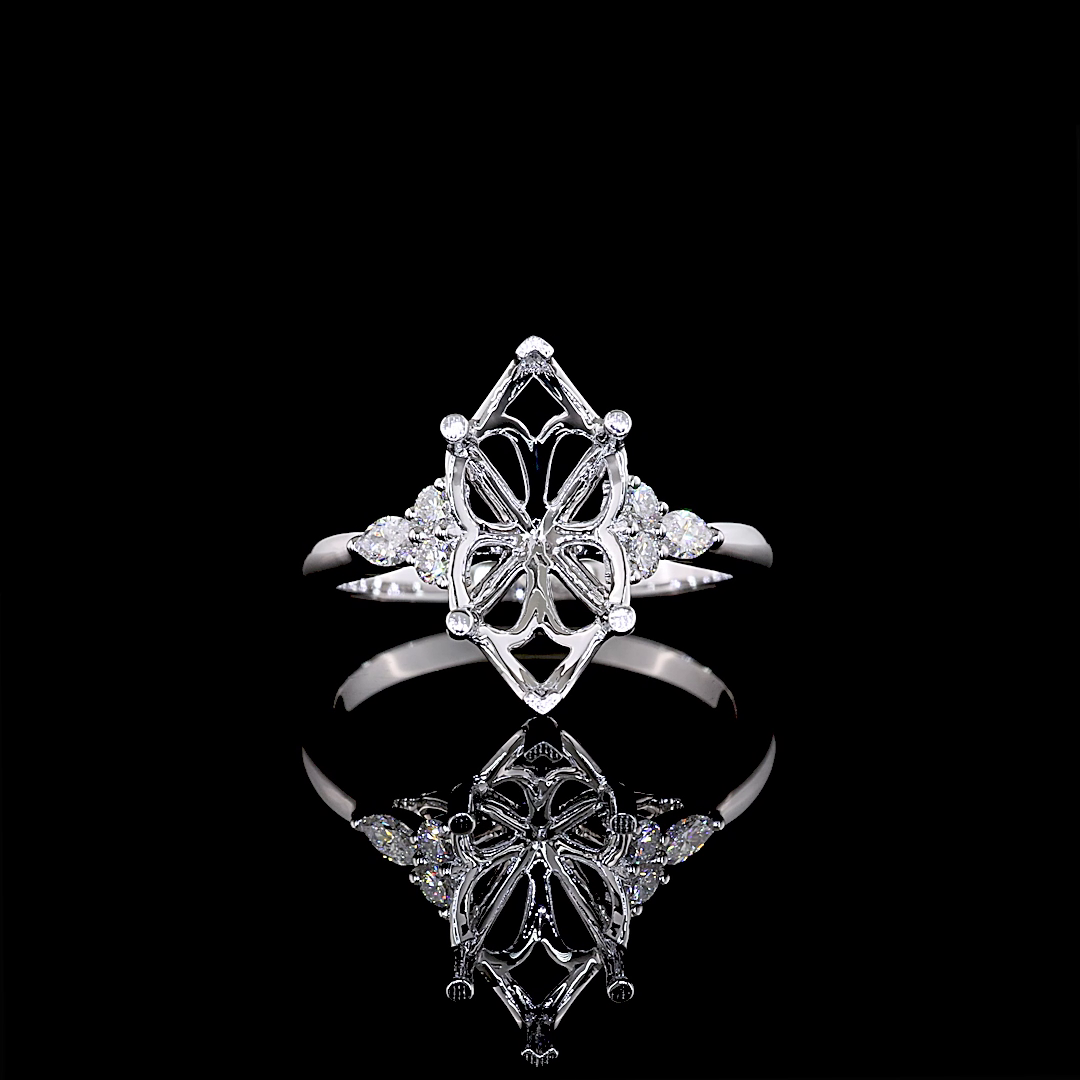 Lab-Grown 3.53 Carat Marquise E-VVS2 Diamond 14K White Gold Special Ring