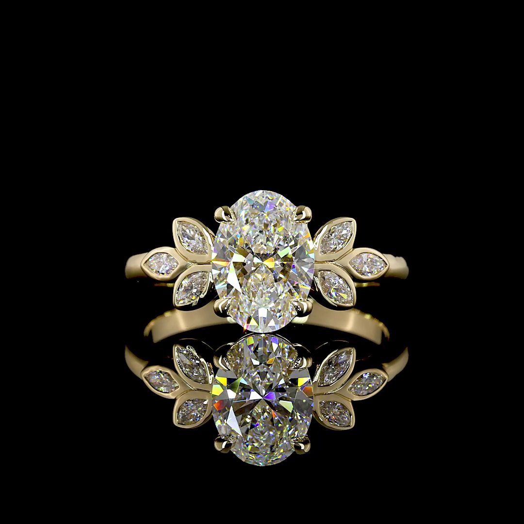 Lab-Grown 1.74 Carat Oval D-VVS2 Diamond 14K Yellow Gold Special Ring