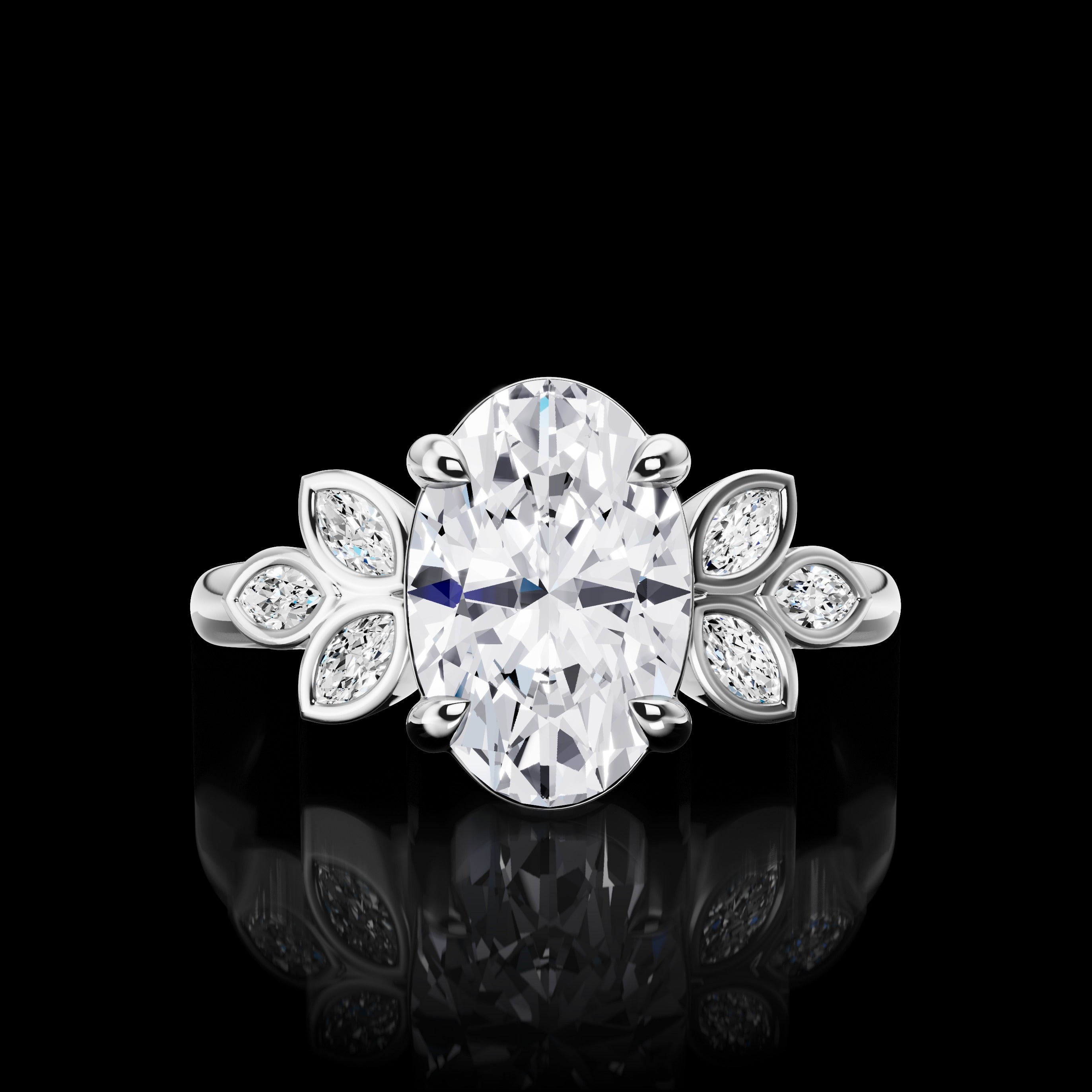 Lab-Grown 1.72 Carat Oval D-VS2 Diamond 14K White Gold Special Ring
