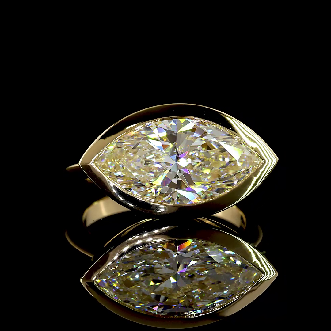 Lab-Grown 5 Carat Marquise E-VVS2 Diamond 14K Yellow Gold Solitaire Ring