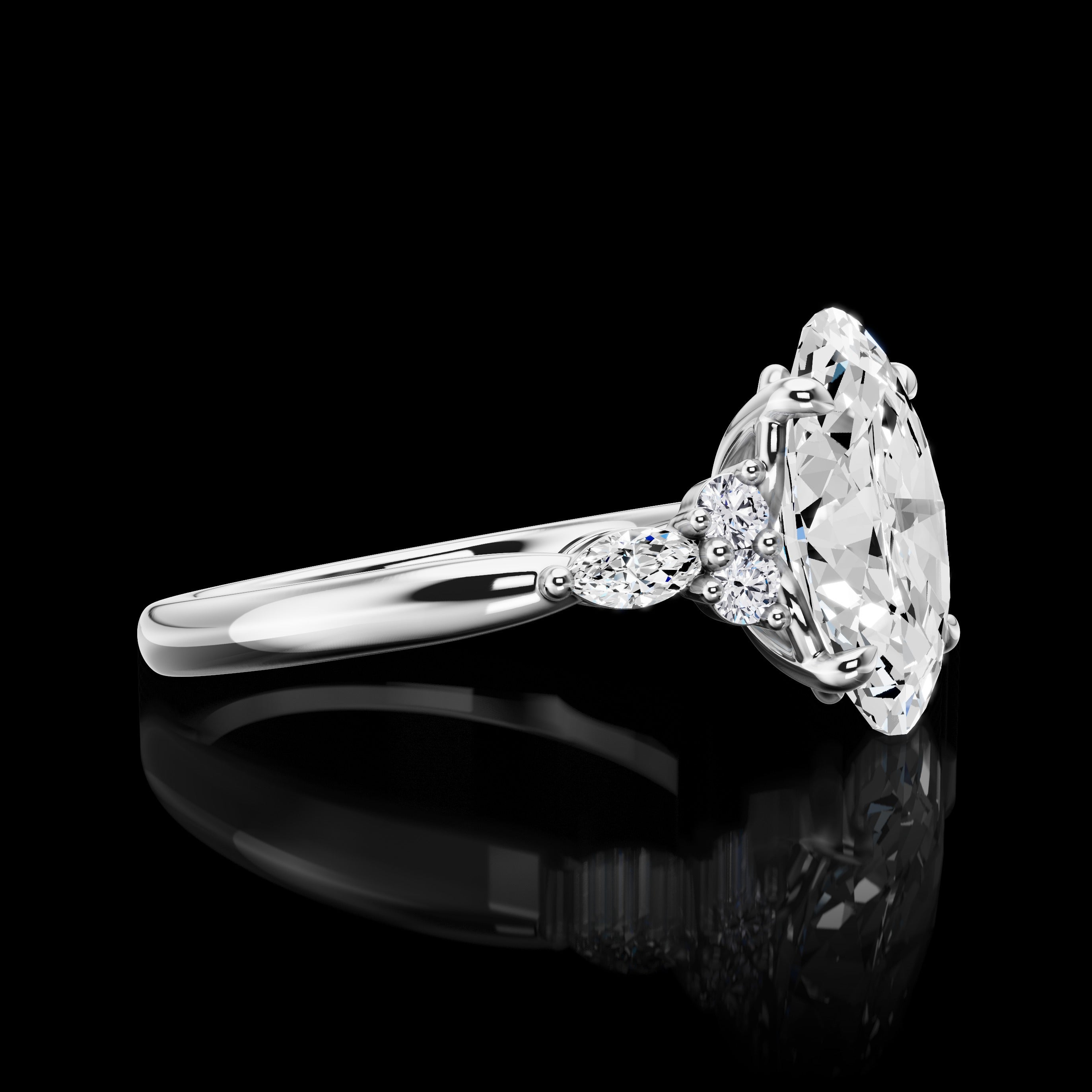 Lab-Grown 3.46 Carat Oval E-VVS2 Diamond 14K White Gold Special Ring