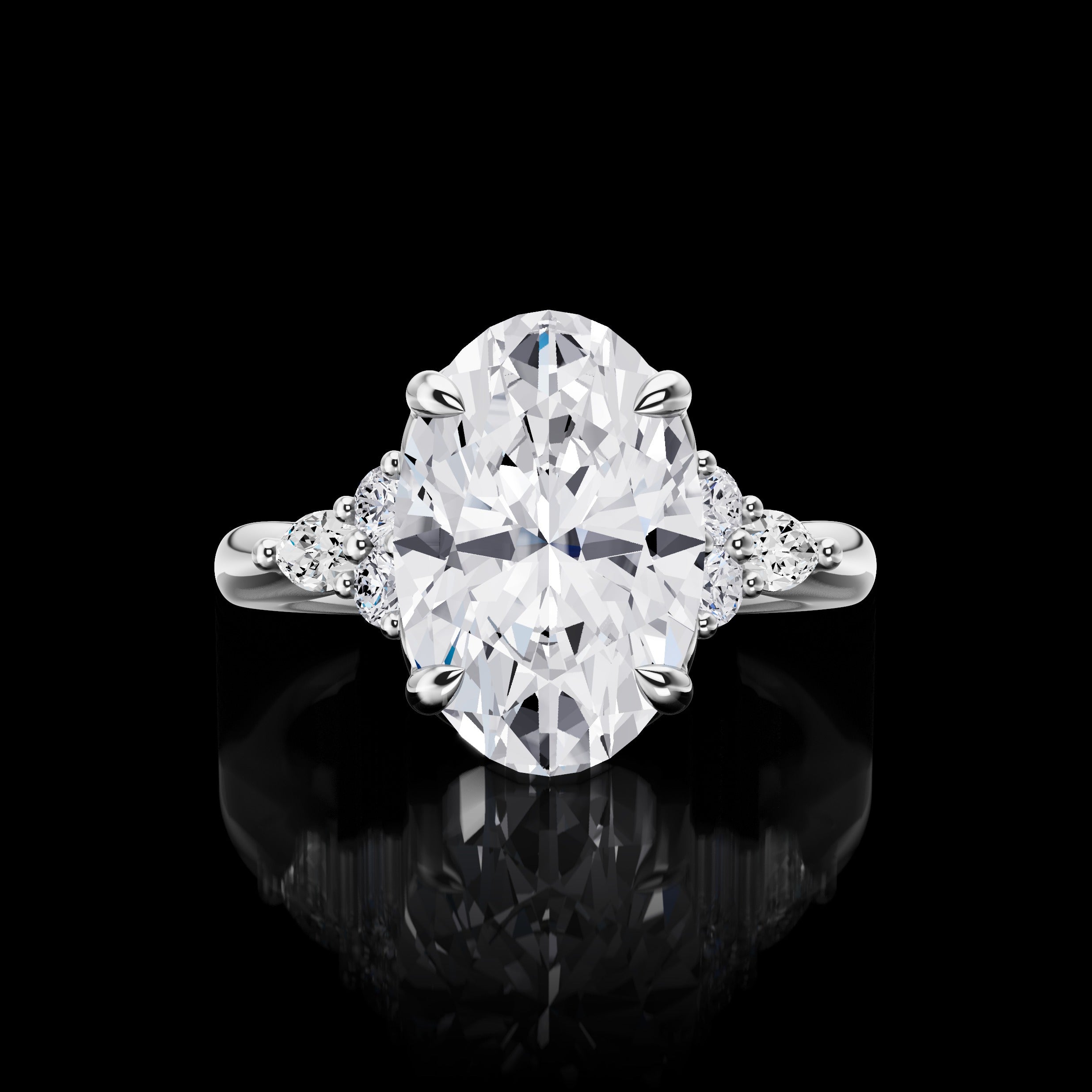 Lab-Grown 2.87 Carat Oval E-VS1 Diamond 14K White Gold Special Ring