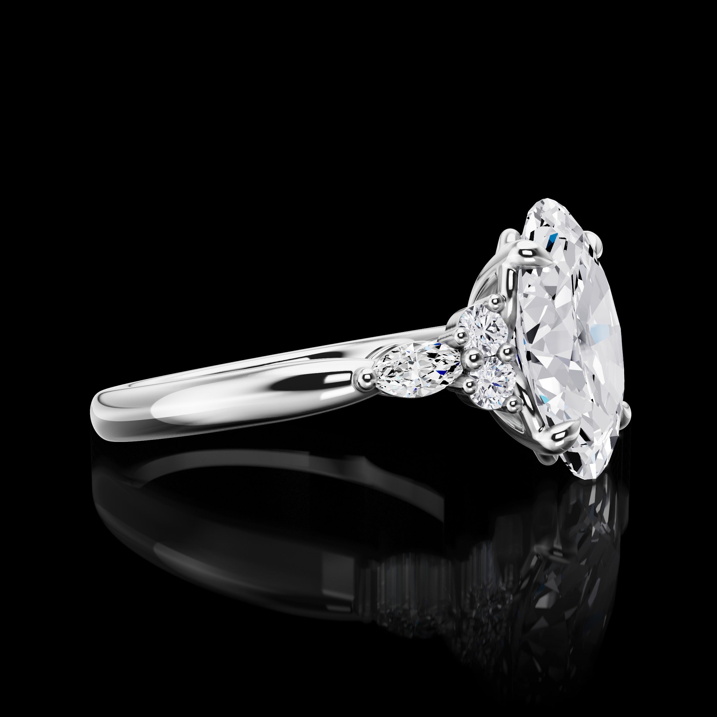 Lab-Grown 2.87 Carat Oval E-VS1 Diamond 14K White Gold Special Ring