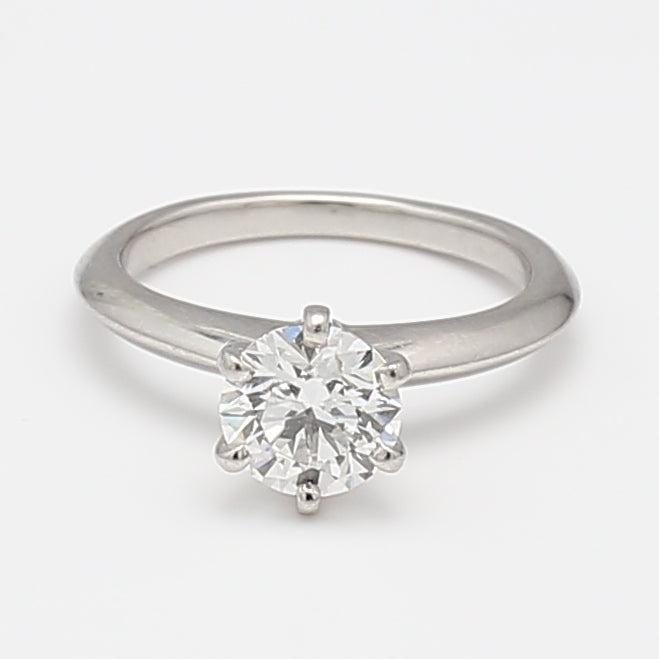 Tiffany & Co 1.08 Carat Round Brilliant G SI1 Diamond Platinum Engagement Ring