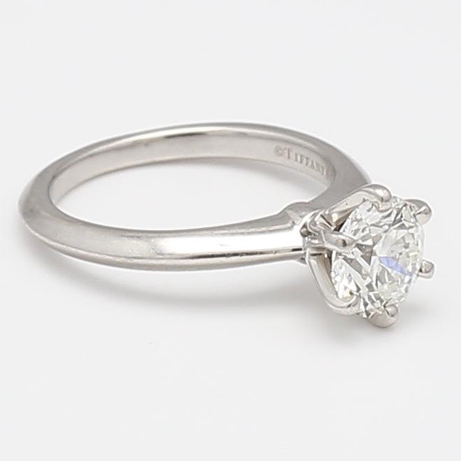 Tiffany & Co 1.08 Carat Round Brilliant G SI1 Diamond Platinum Engagement Ring