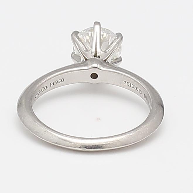 Tiffany & Co 1.08 Carat Round Brilliant G SI1 Diamond Platinum Engagement Ring