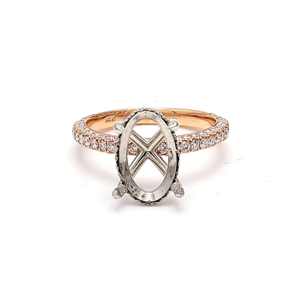2.18 Carat Round Brilliant H SI1 Diamond 14 Karat Rose Gold Semi Mount Ring