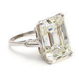 20.01 Carat Emerald Cut Shape L-SI1 Diamond Platinum Wedding Ring