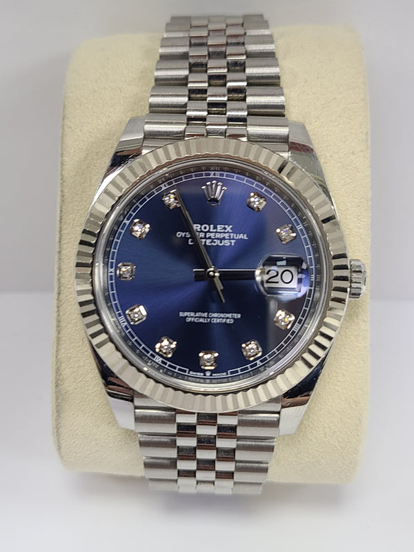 Rolex Datejust 41mm 126234 Blue Dial Factory Diamonds