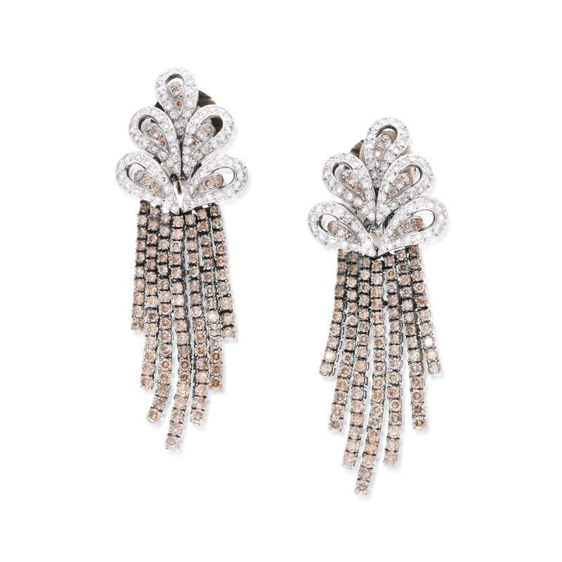 25.30 Carat Diamond 18 Karat Two Tone Gold Chandelier Earring