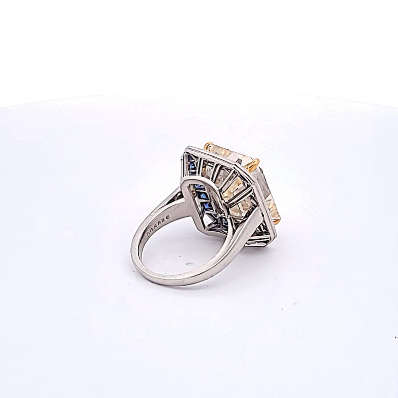 Oscar Heyman 17.35 Carat Emerald Cut Flyb-SI1 Diamond 18 Karat White Gold Cocktail Ring