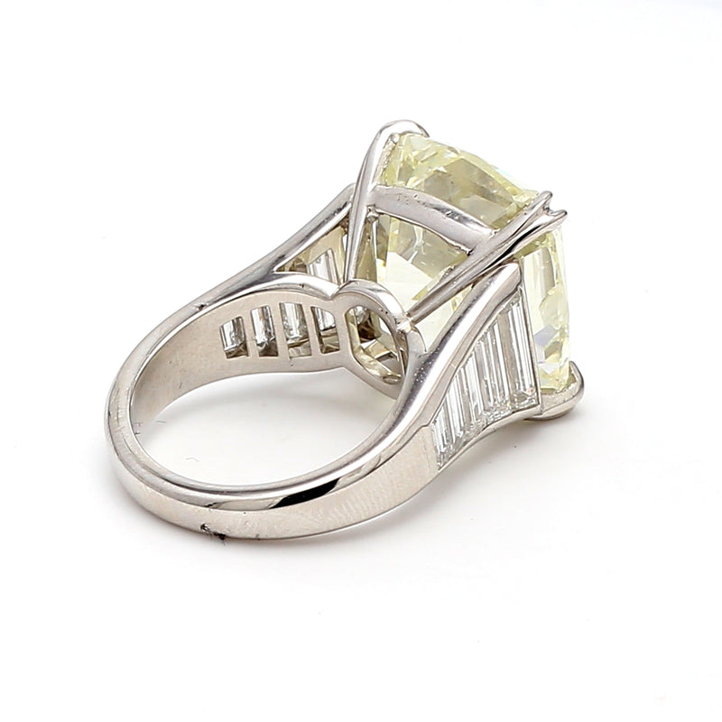 22.07 Carat Cushion Brilliant L-SI1 Diamond Platinum Wedding Ring