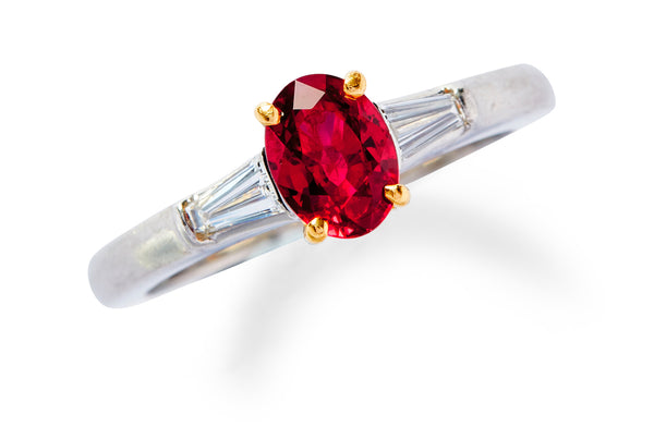 Tiffany and Co 0.23 Carat Oval Shape Ruby Platinum Engagement Ring
