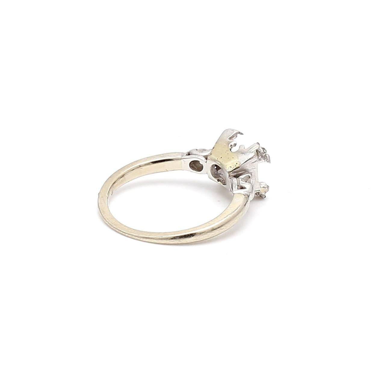 0.08 Carat Round Brilliant Diamond 14 Karat White Gold Semi Mount Ring