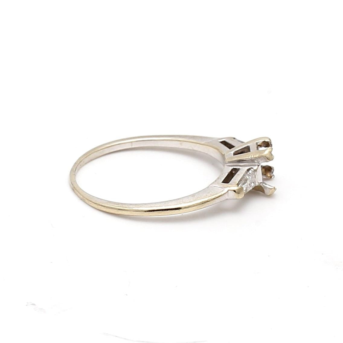 0.20 Carat Tapered Baguette Shape Diamond 14 Karat White Gold Semi Mount Ring