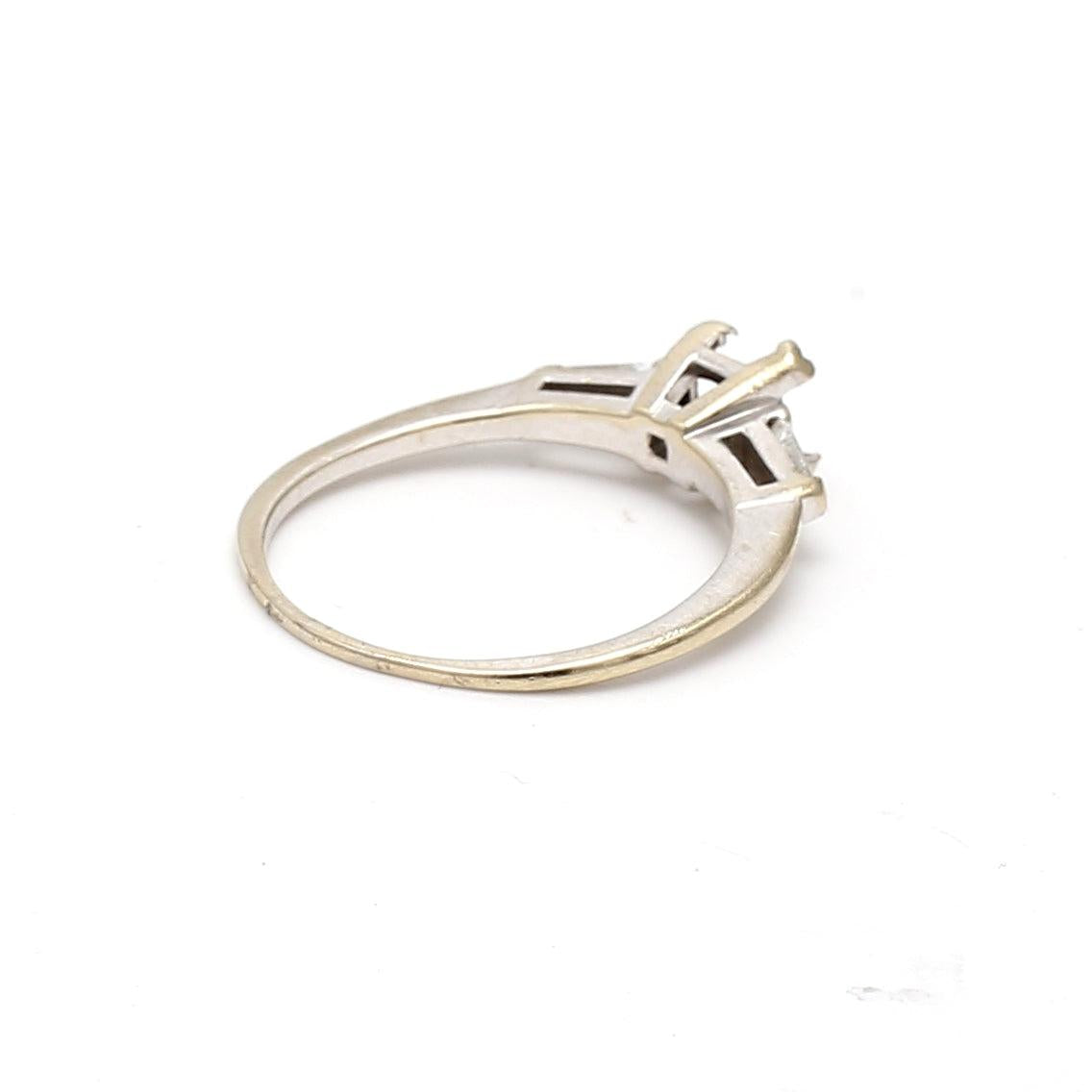 0.20 Carat Tapered Baguette Shape Diamond 14 Karat White Gold Semi Mount Ring