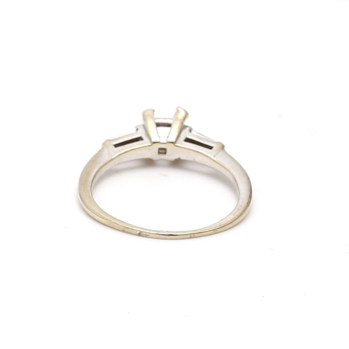 0.20 Carat Tapered Baguette Shape Diamond 14 Karat White Gold Semi Mount Ring