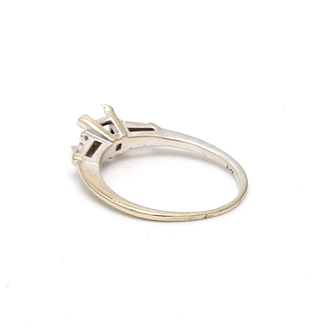 0.20 Carat Tapered Baguette Shape Diamond 14 Karat White Gold Semi Mount Ring