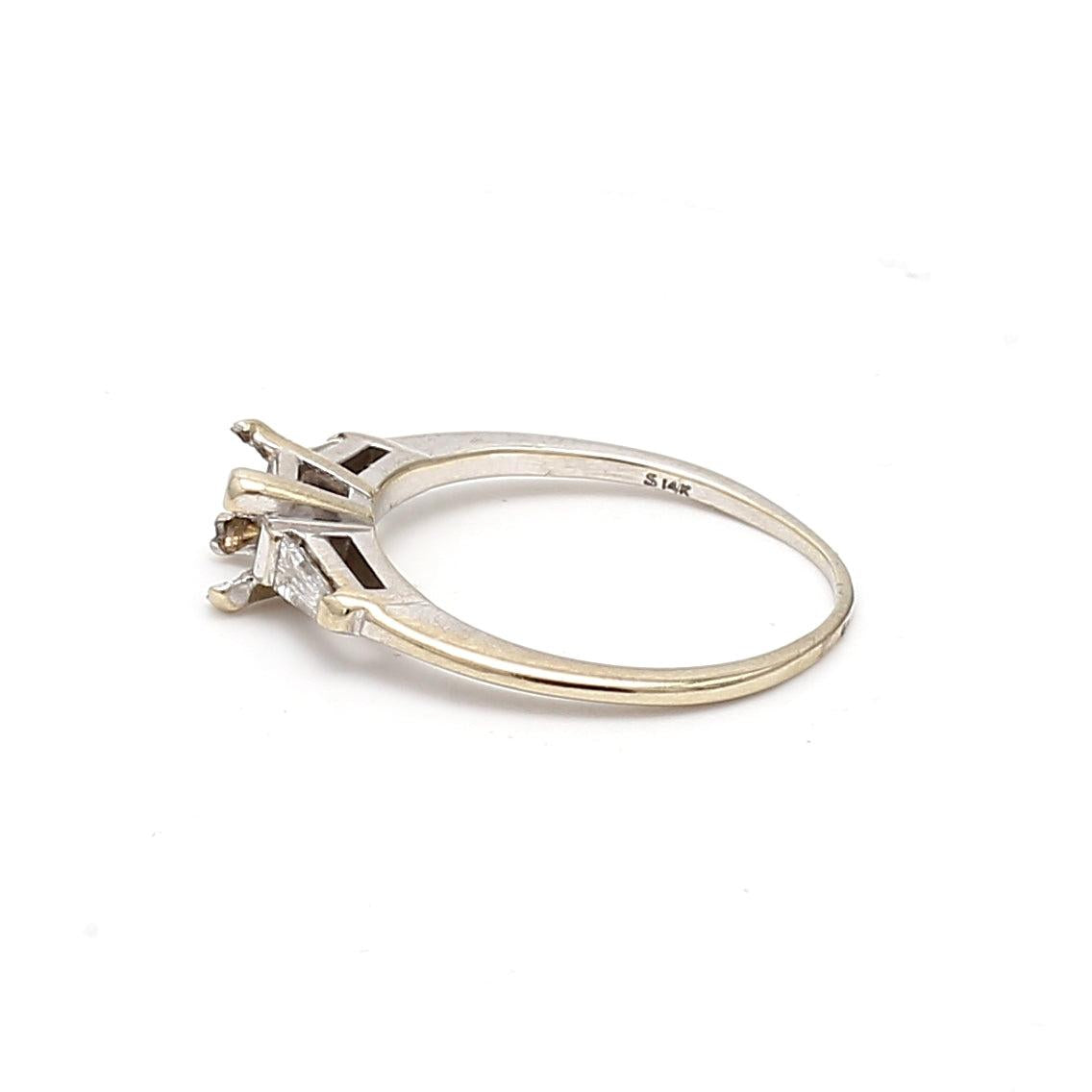 0.20 Carat Tapered Baguette Shape Diamond 14 Karat White Gold Semi Mount Ring