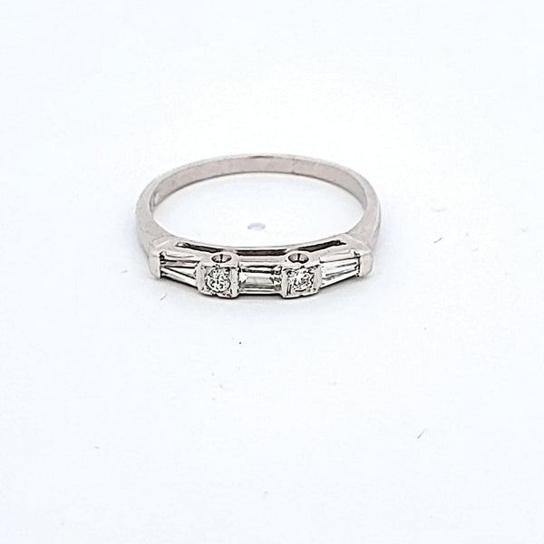 0.30 Carat Baguette and Round Brilliant Shape G-VS2 Diamond Platinum Band Ring