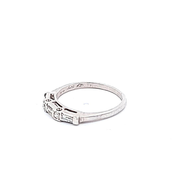 0.30 Carat Baguette and Round Brilliant Shape G-VS2 Diamond Platinum Band Ring
