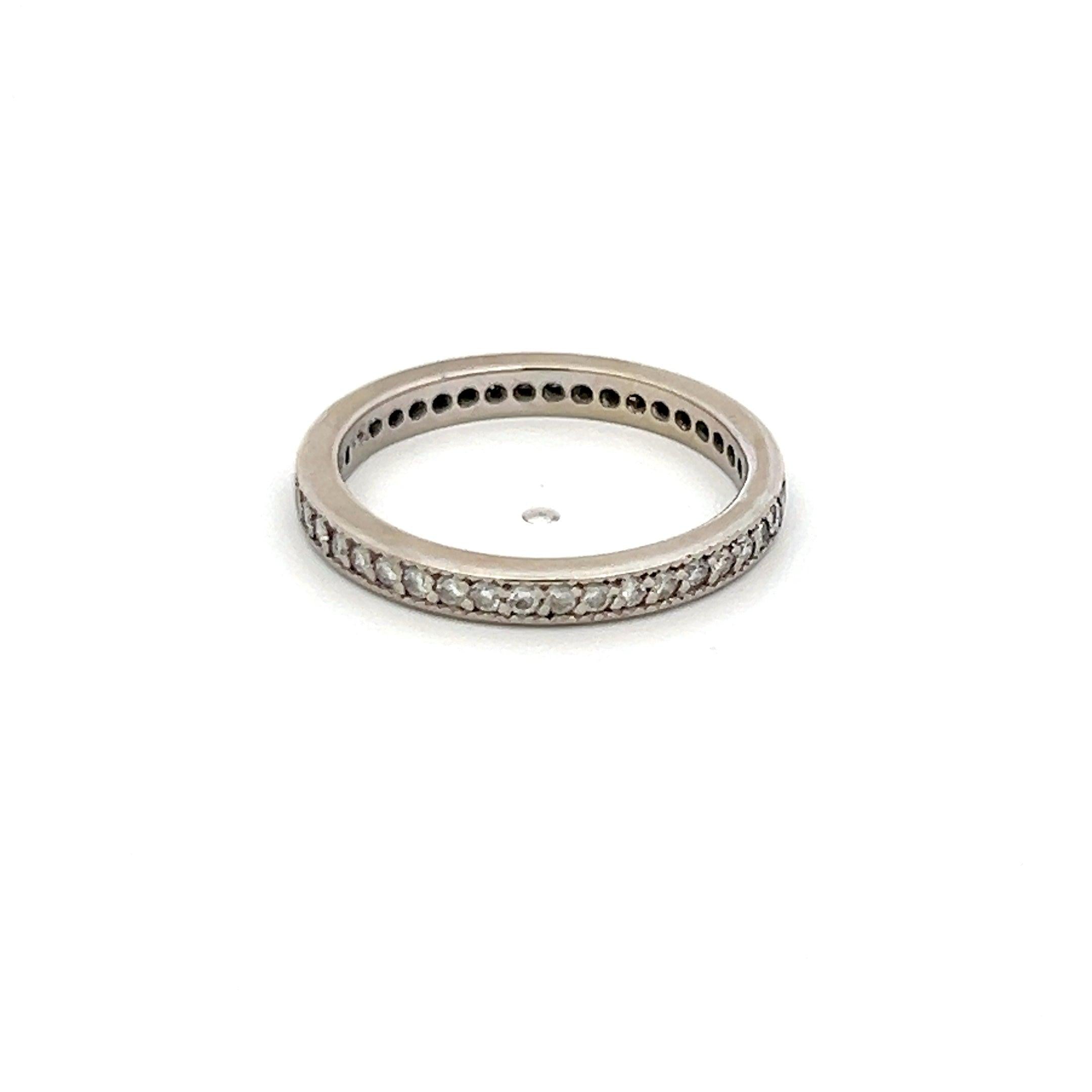 0.36 Carat Round Brilliant I SI2 Diamond 14 Karat White Gold Eternity Band Ring