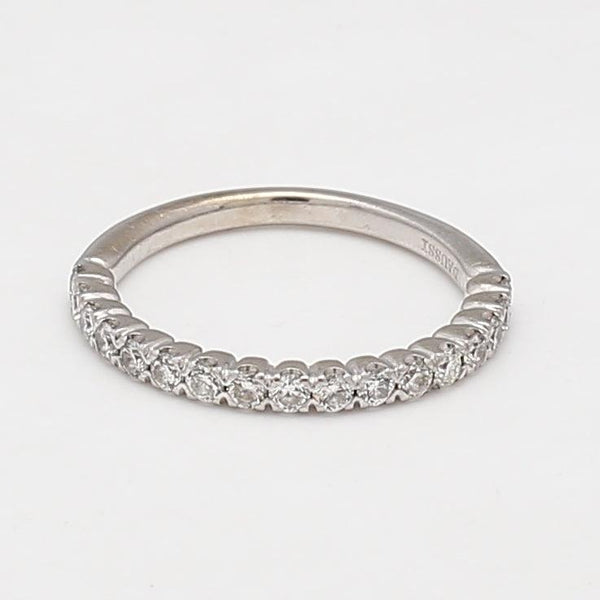 0.39 Carat Round Brilliant F SI1 Diamond 18 Karat White Gold Band Ring