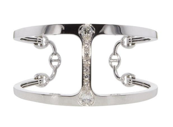 0.45 Carat Round Brilliant I-VS2 Diamond 18 Karat White Gold Cuff Bracelet